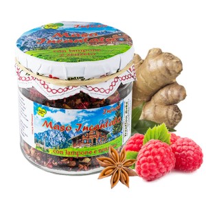 infuso maso incantato con lampone e zenzero. ottimo sia caldo che freddo, degustato in ogni stagione. perfetto per grandi e piccini