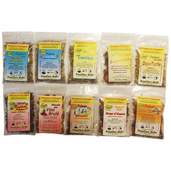 assaggi-top-trentino-erbe infusi alla frutta e tisane alla erbe in confezione assaggio